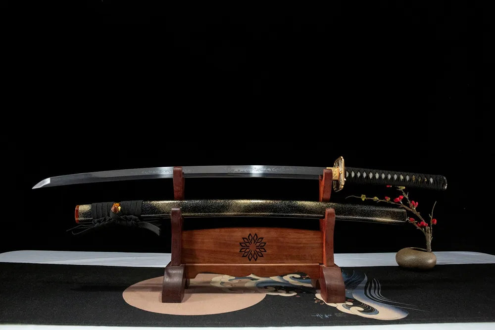 Unsheathed Butterfly Katana, T10 steel blade with graceful 1.8cm curvature
