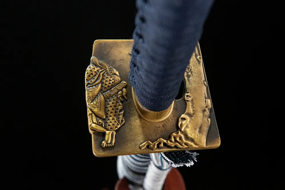 Azure Wind Katana tsuba reverse side, solid plain copper construction