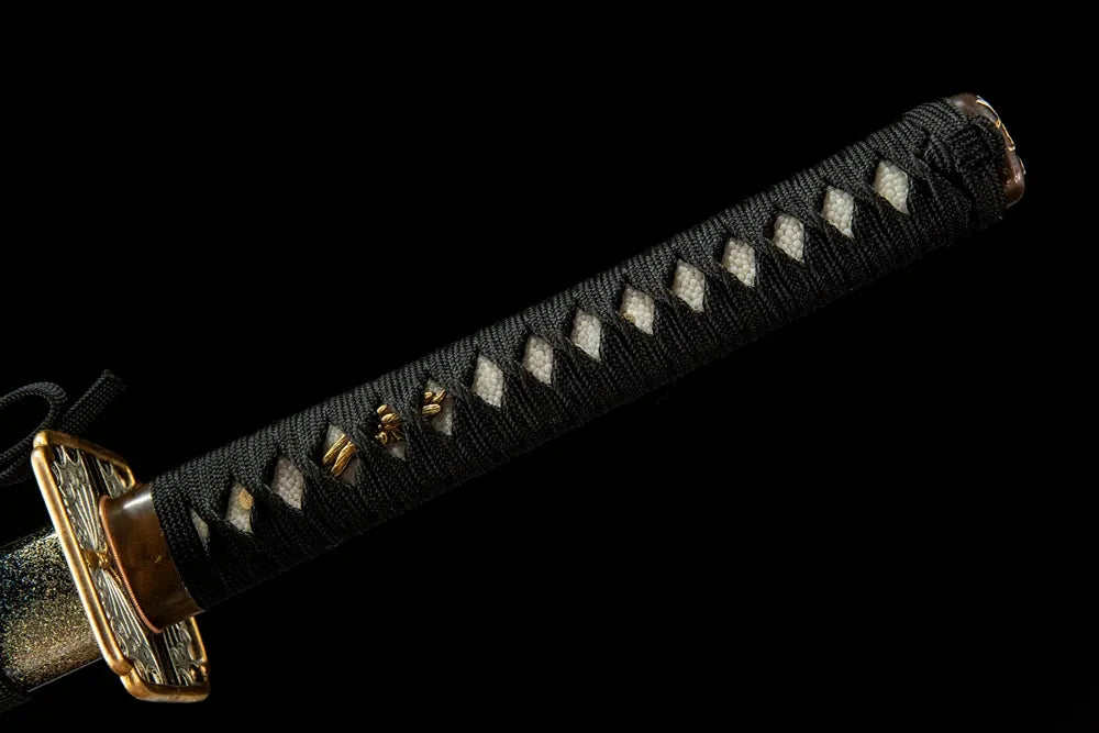 Butterfly Katana full handle, ray skin wrapped with Moro-hineri-maki silk