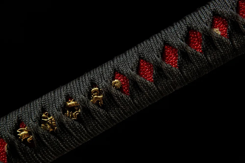 Flame Katana copper gold-plated silver menuki ornament detail