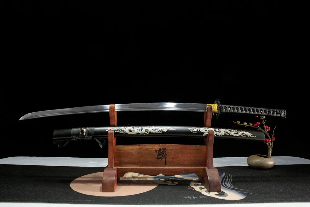 Twine Dragon Katana full tang 1060 steel samurai sword without scabbard