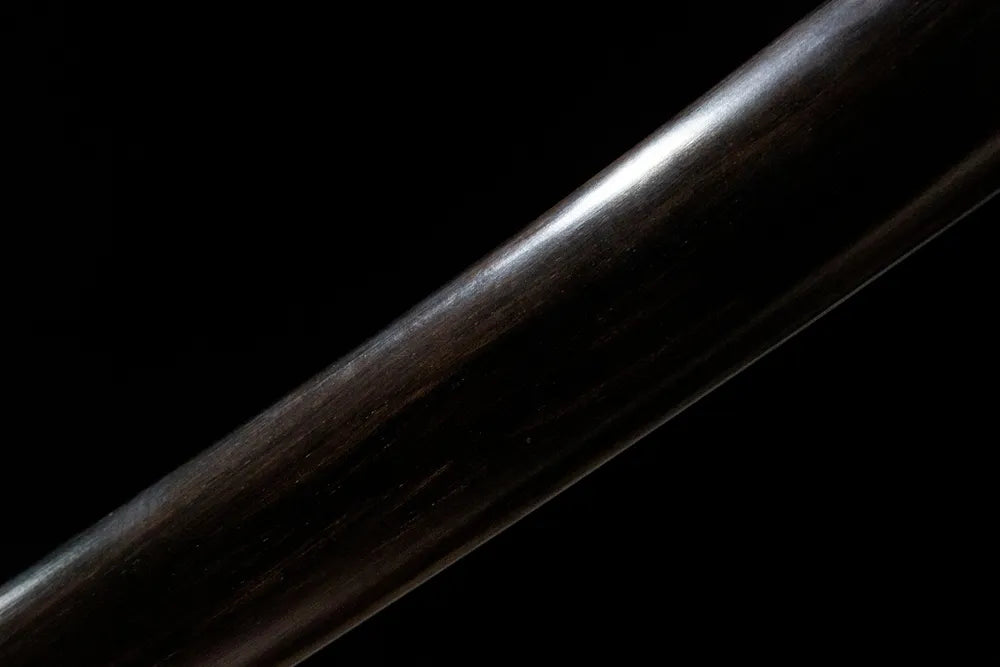 Night Wakizashi saya middle section, solid ebony wood natural grain