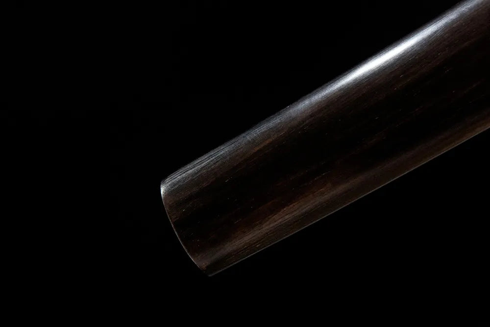 Night Wakizashi saya lower section, dark ebony wood scabbard tip