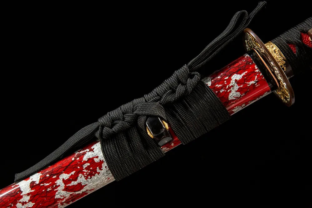 Flame Katana coarse cotton sageo cord closeup