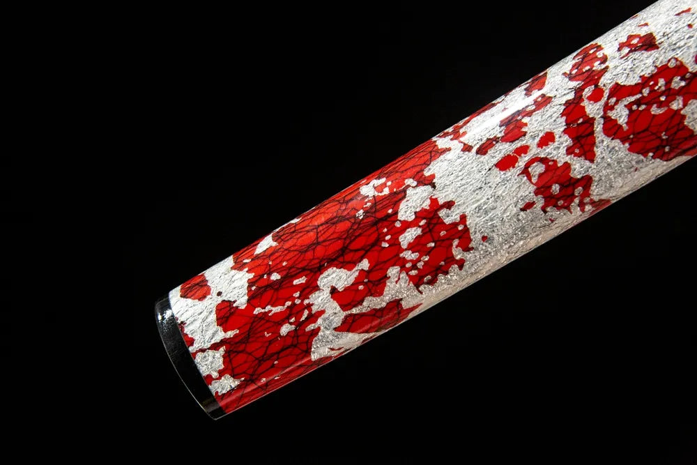 Flame Katana saya lower section, natural ox horn kojiri tip