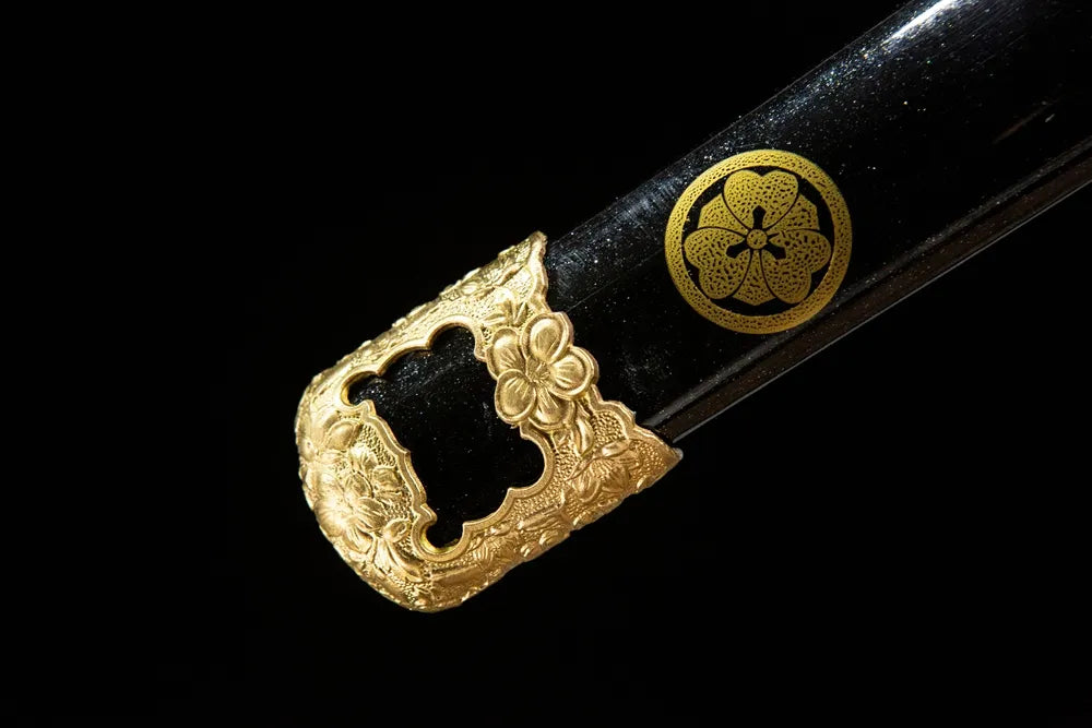 Chrysanthemum Pattern Tachi saya lower section with copper kojiri end cap