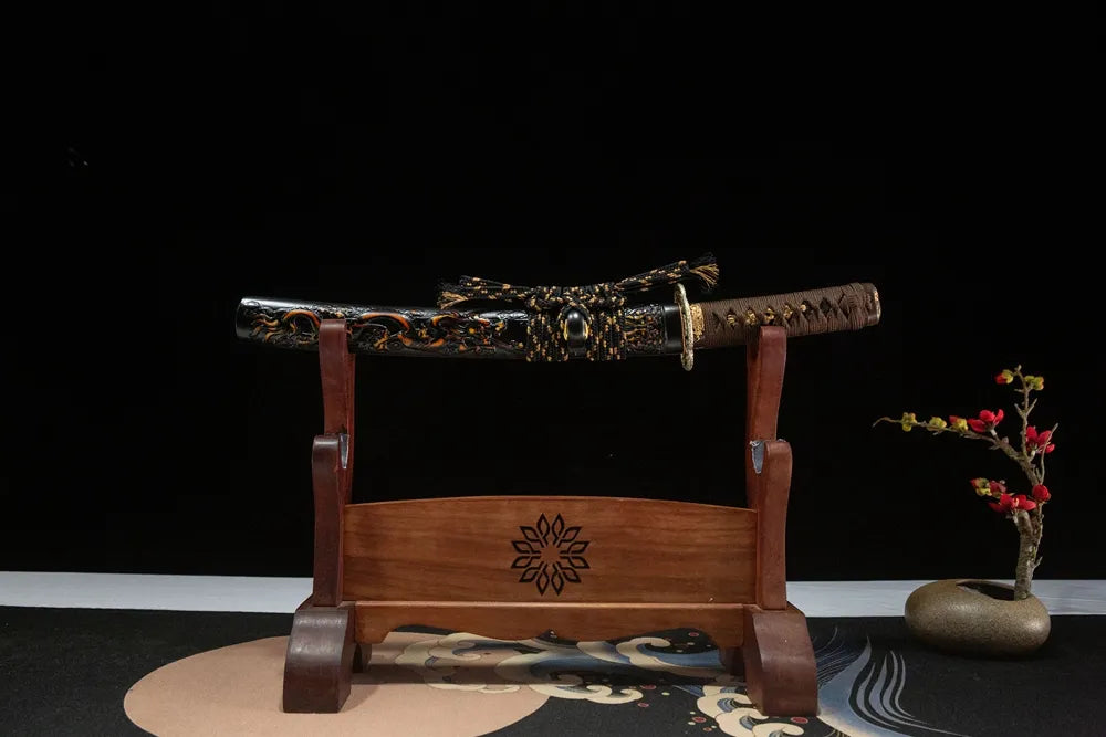 Horizontal front display Battle Dragon Wakizashi non detachable maru no hi short wakizashi