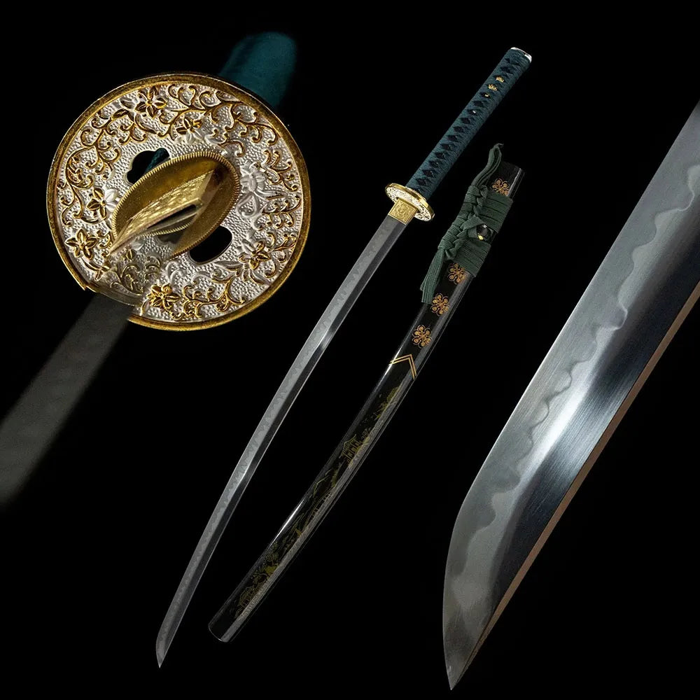 Green Shade Katana, T10 steel green theme samurai sword with lacquer saya