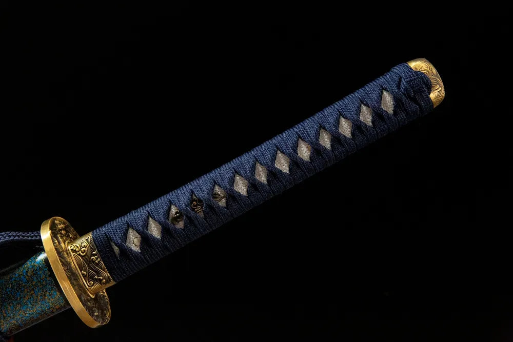 Full imogata tsuka front view plain solid copper ray skin wrap