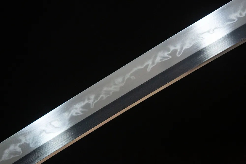 Middle blade detail Mingyuan Katana, continuous three cedar sanbonsugi temper line single full blood groove