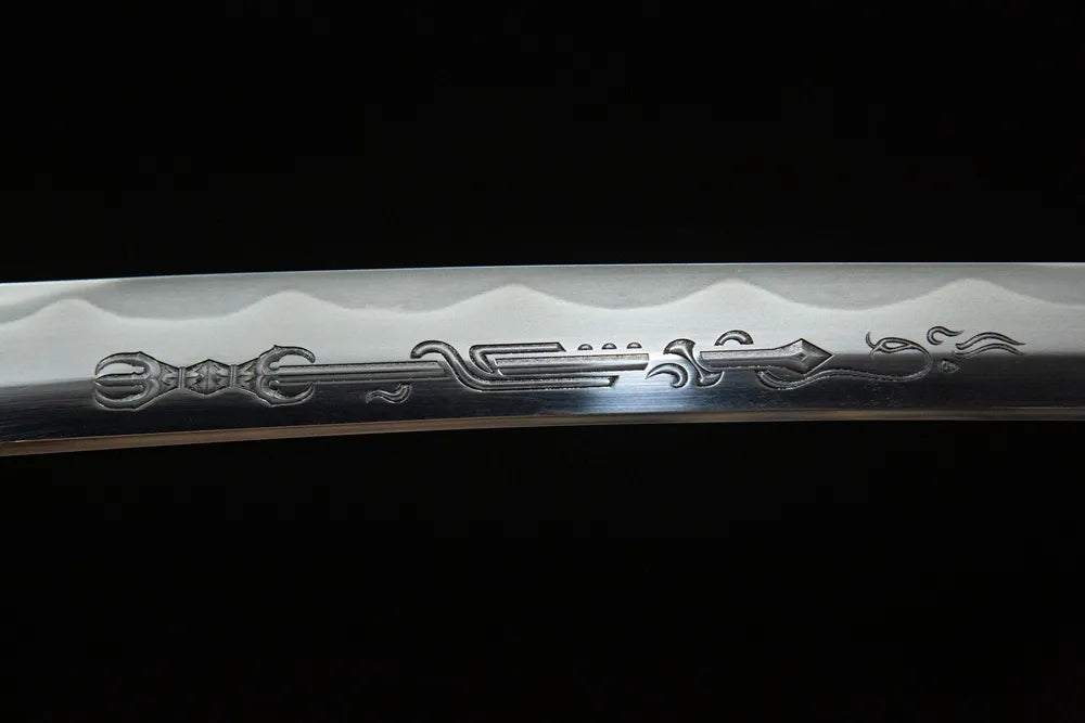 blade  carving Sankoken closeup Sankoken Wakizashi 