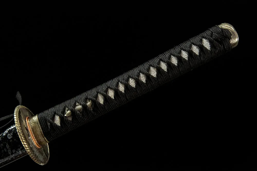 Time Katana full handle, genuine ray skin with traditional wrap white copper fittings