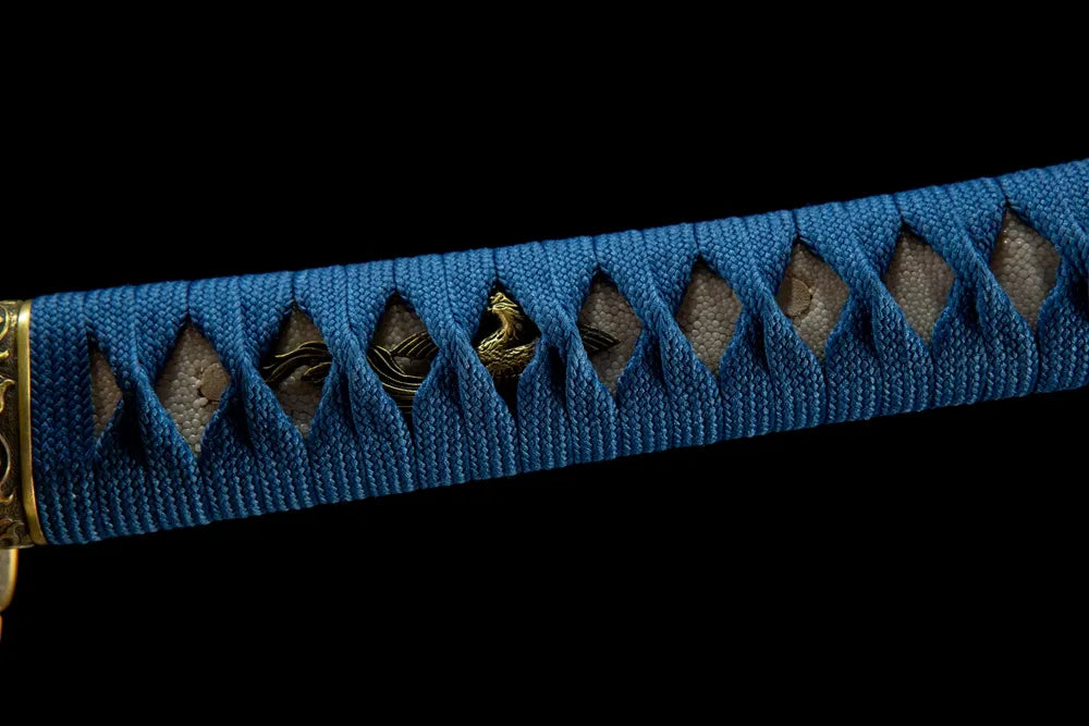 Middle handle front shot natural ray skin under woven cotton ito