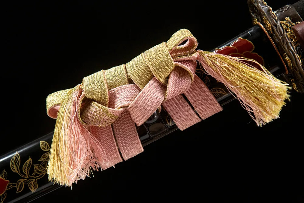 Thick cotton sageo cord tied on Peony saya ring