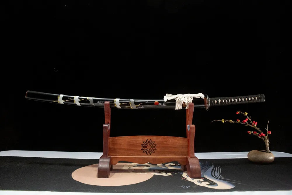 Horizontal front display Dancing Crane disassemblable maru-gitae premium collectible katana