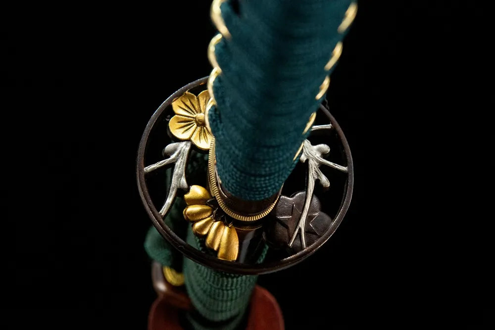 Lotus Heart Katana tsuba reverse side, solid copper base dual plating construction