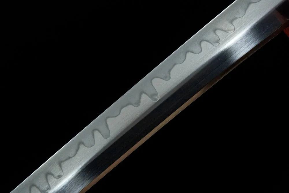 Green Shade Katana middle blade, natural wave Gunome temper line clay tempered