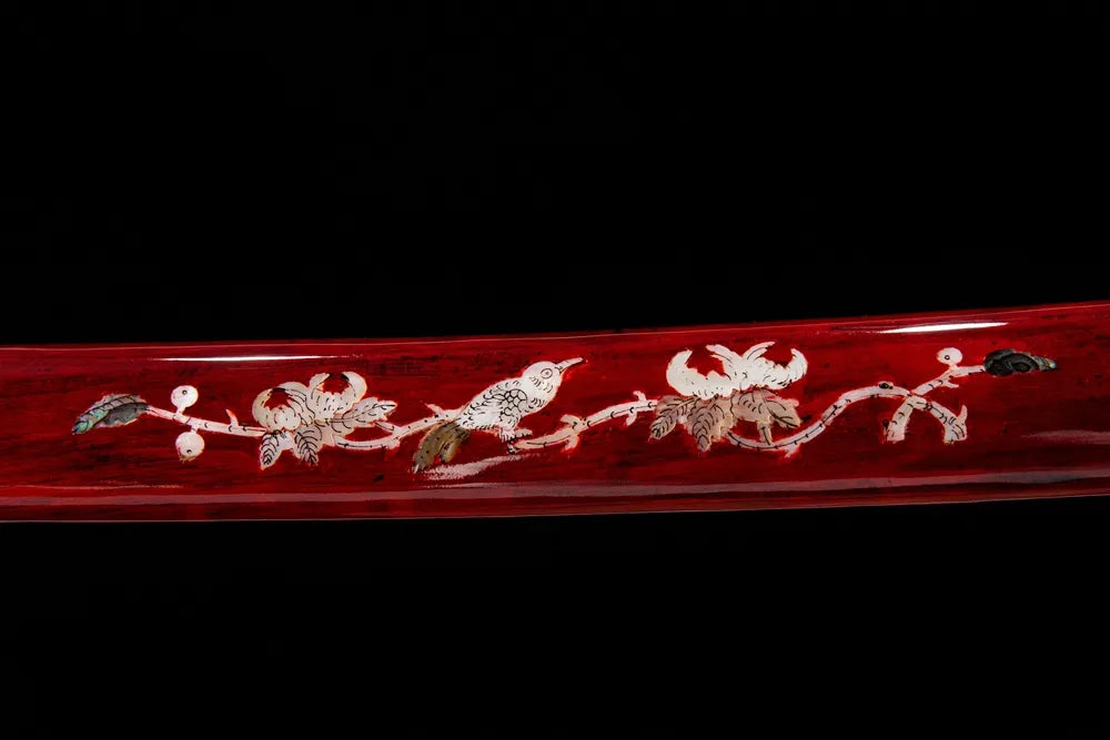 Mid saya detail solid wood lacquer scabbard full ox horn kurikata hardware Pearl shell sheath