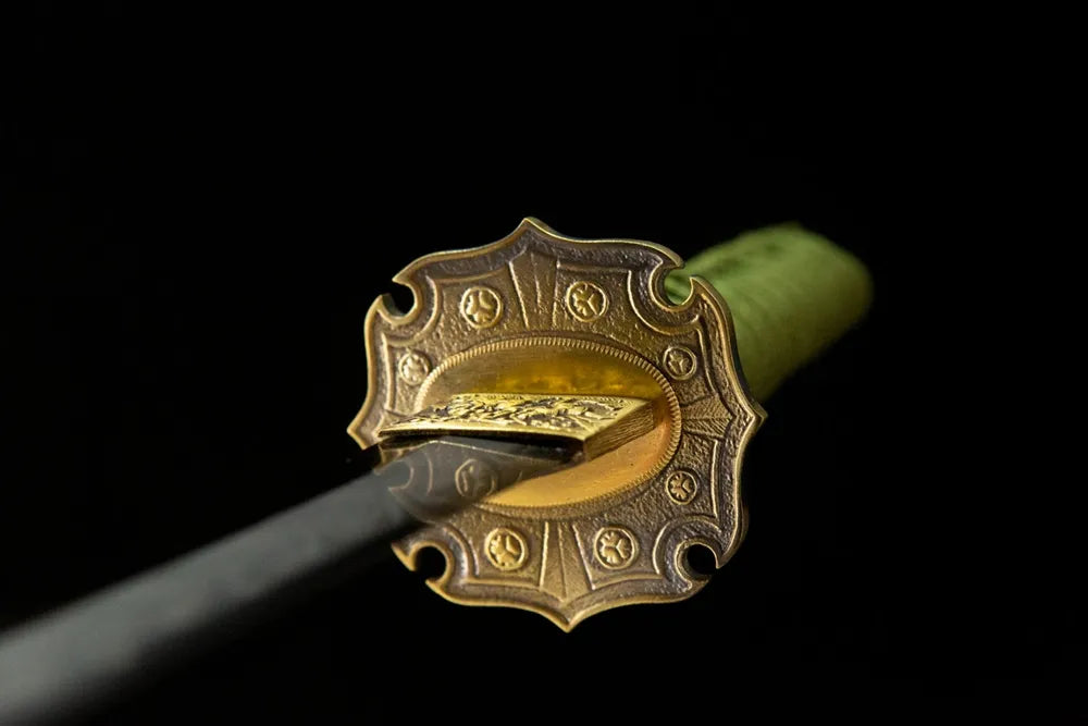Small round plain solid copper wakizashi hand guard front side