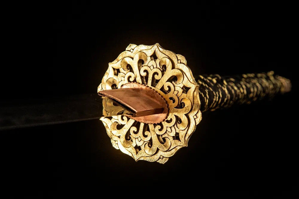 Front side hollow carved gold silver plated copper hand guard