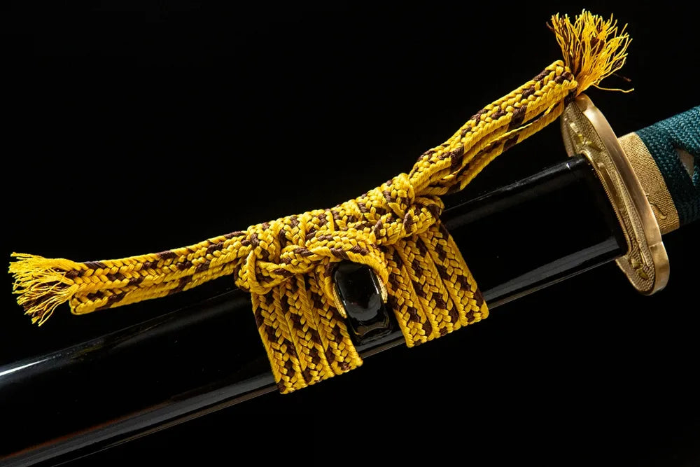 Coarse cotton sageo cord tied on Holy Spirit wakizashi saya ring