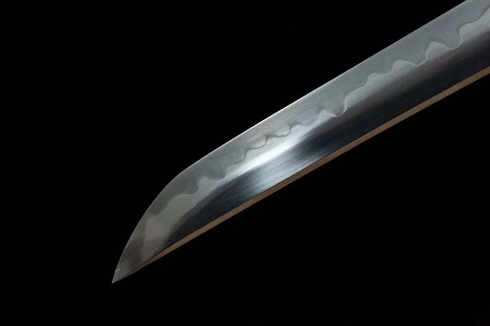 Green Shade Katana blade tip detail, simulated yokote sharp cutting edge