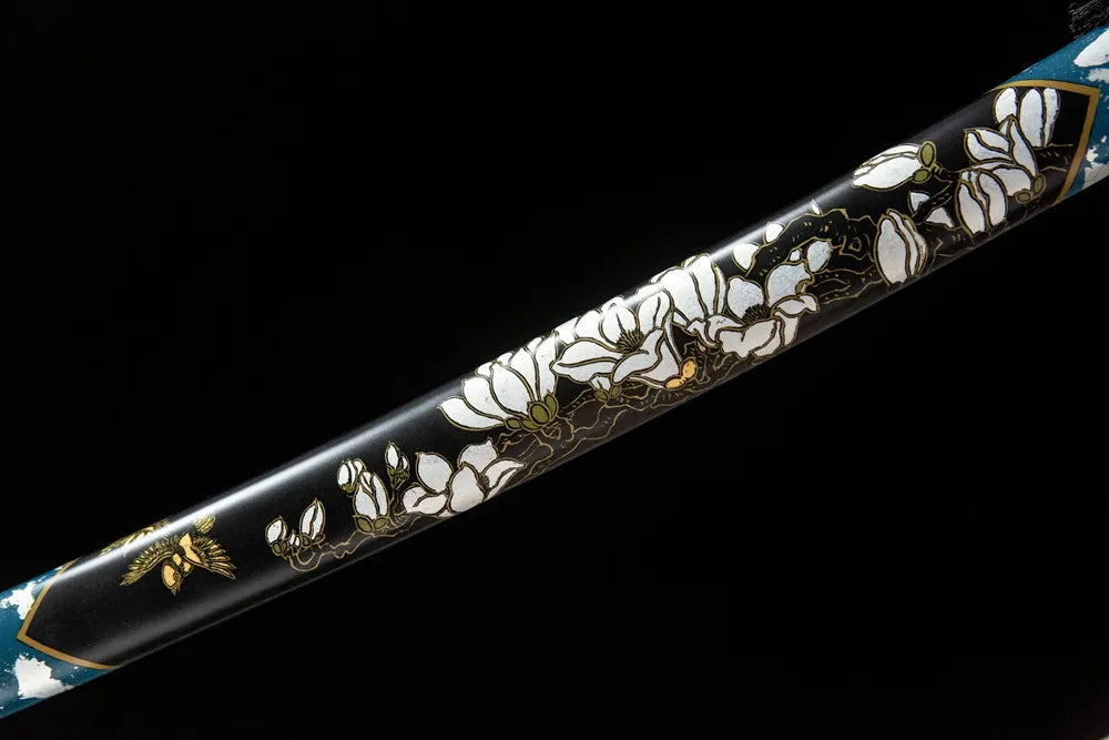 Mid saya detail solid wood matte paint scabbard full ox horn kurikata hardware