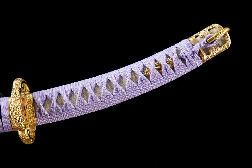 Full tsuka front view Fierce Tiger genuine ray skin moro-hineri copper fittings