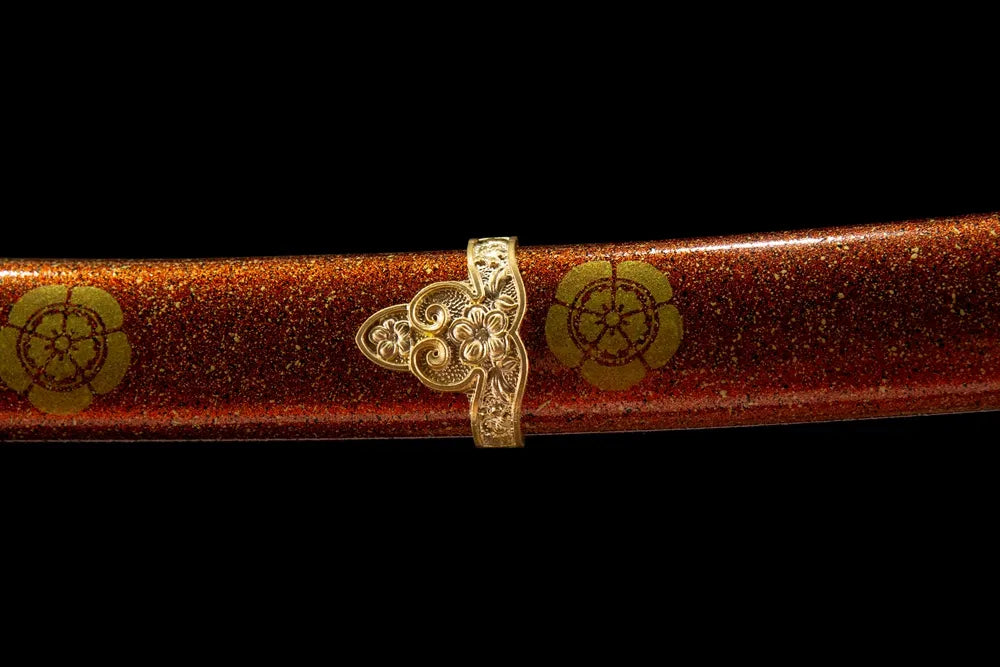 Reverse Stem Chrysanthemum Tachi | Folding Steel Gunome Hamon Large Sori Real Yokote Solid Copper Tachi