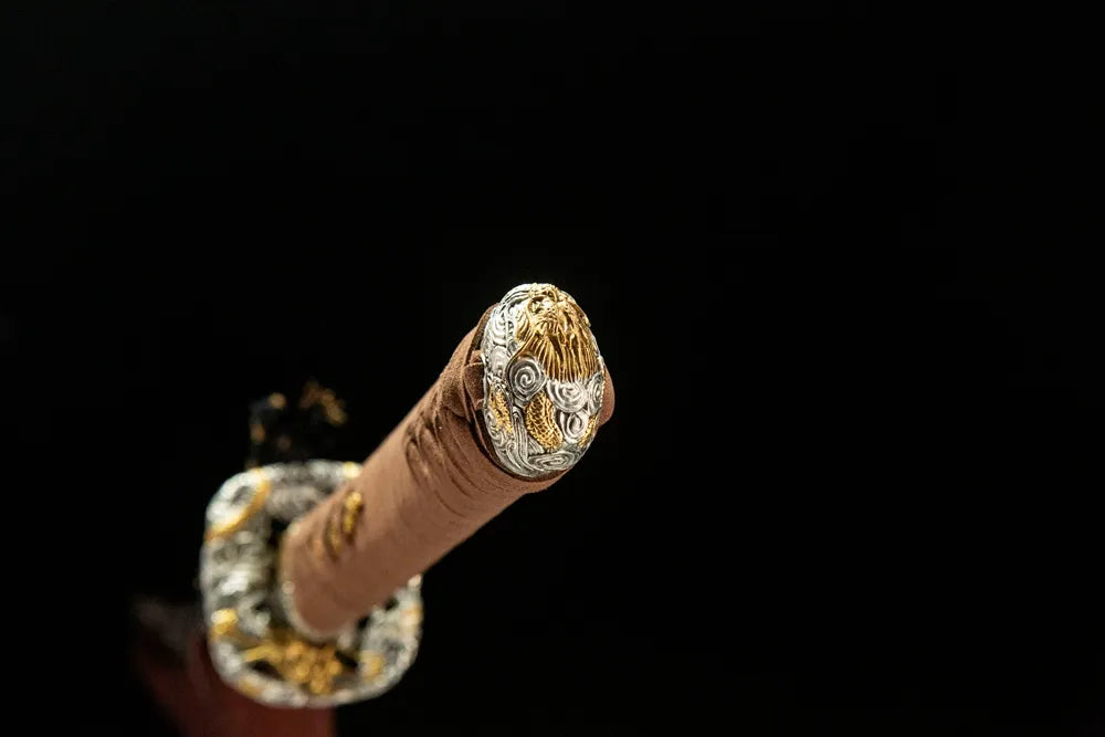Kashira pommel cap embossed dragon copper gold silver terminal fitting