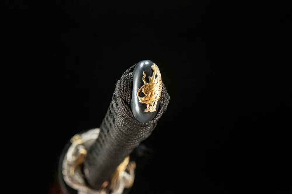 Kashira pommel cap qiuniu relief gold silver copper terminal fitting