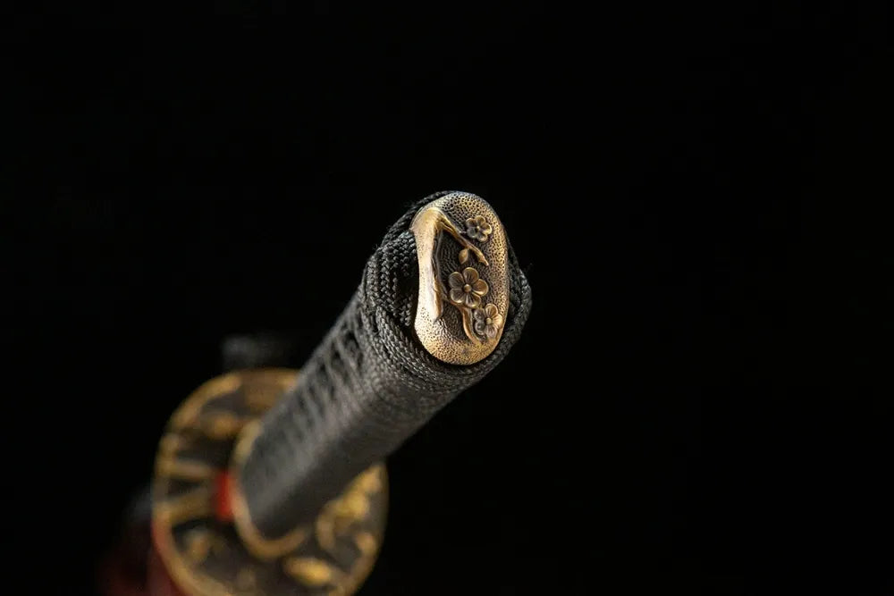 Kashira pommel cap carved plum blossom solid copper terminal fitting