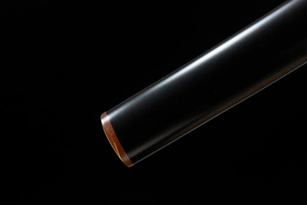 Lotus Heart Katana saya lower section, ox horn kojiri scabbard end detail