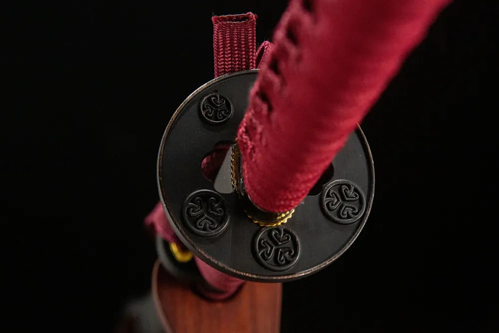 Reverse side Mingyuan Katana thick matte black alloy tsuba stable anti-rust base structure