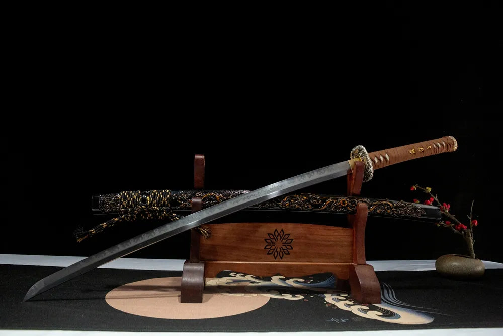 45° unsheathed front view Emperor Dragon fake yokote shinogizukuri sharp blade