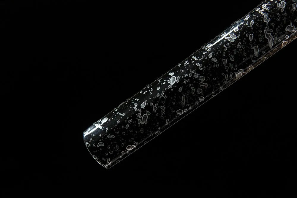 Time Katana saya lower section, lacquered hardwood scabbard end detail