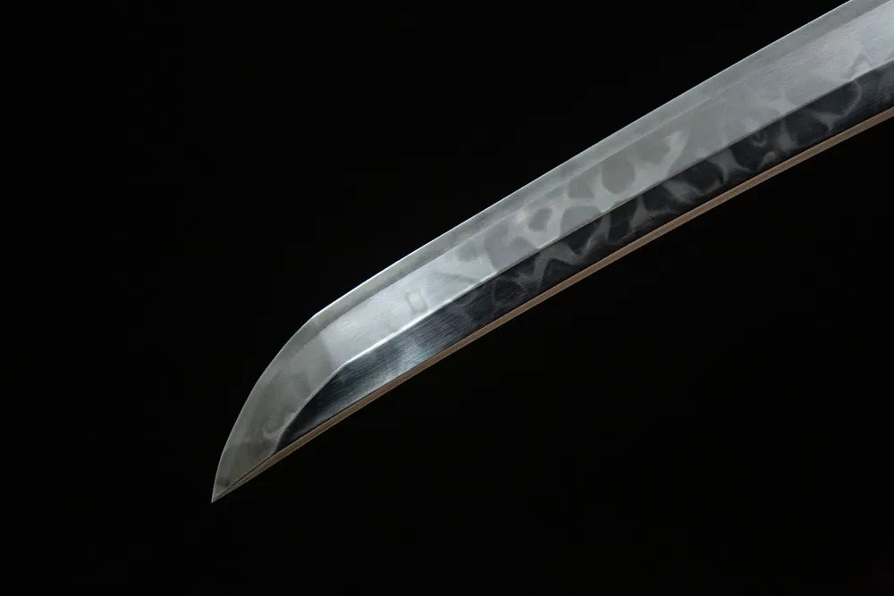 Kokissaki komaru tip closeup Battle Dragon Wakizashi fully sharpened polished cutting edge