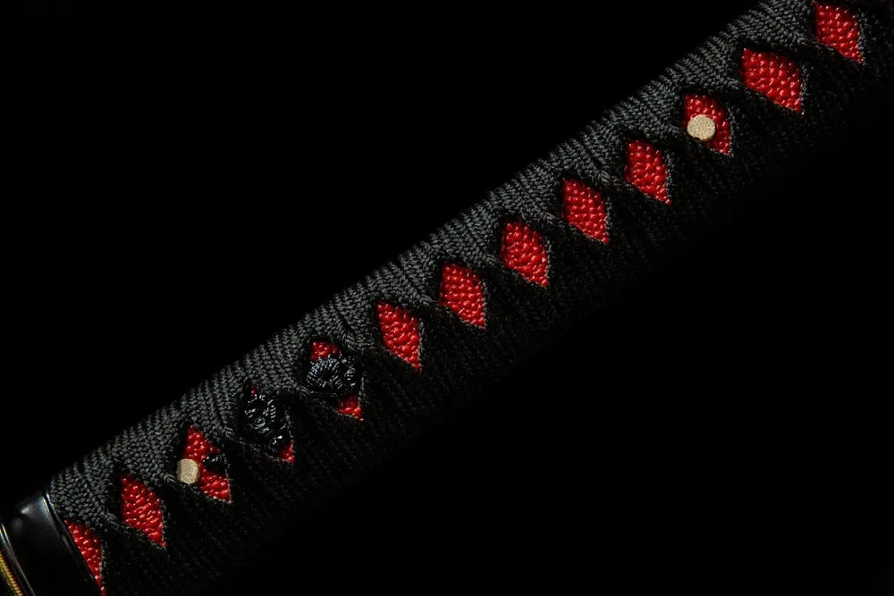 Middle handle front shot Magic Rabbit artificial ray skin under woven ito