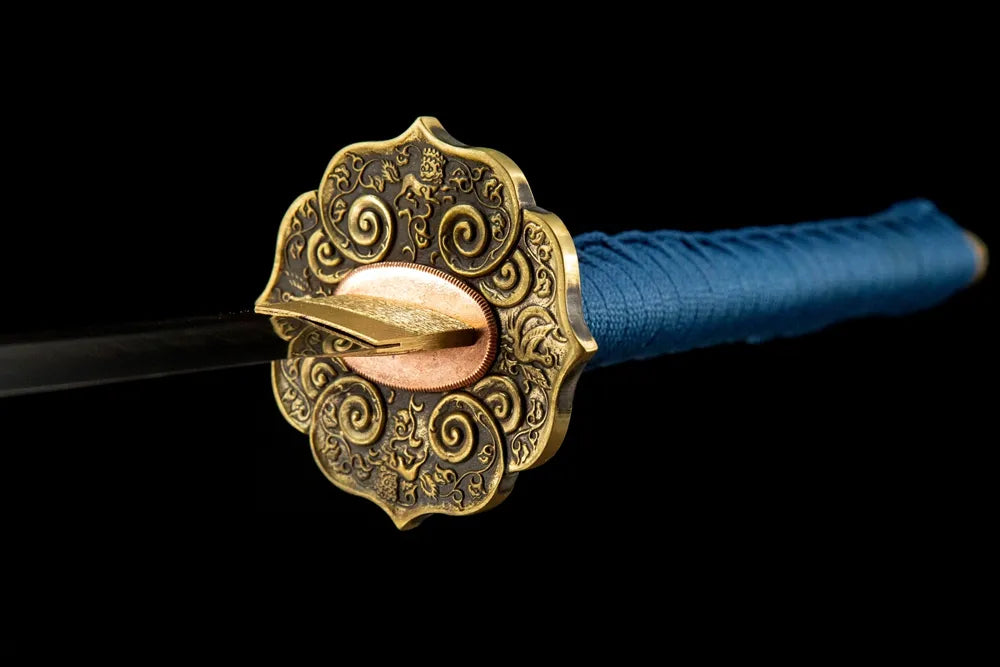 Front side round solid copper plain hand guard for lotus katana
