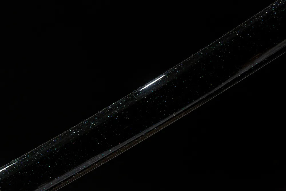 Mid saya detail black starry glitter lacquer solid wood scabbard texture