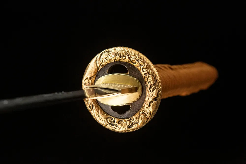 Front hollow carved dragon gold silver plated copper hand guard