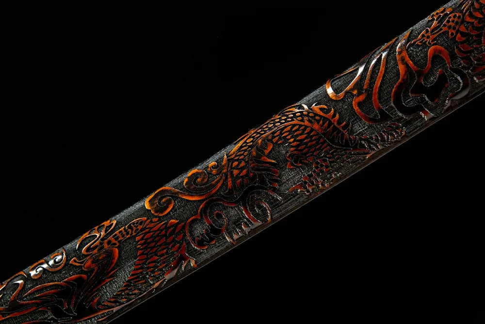 Mid saya detail The Firmament Tachi, solid wood paint copper ashikanamono hanging ring fittings