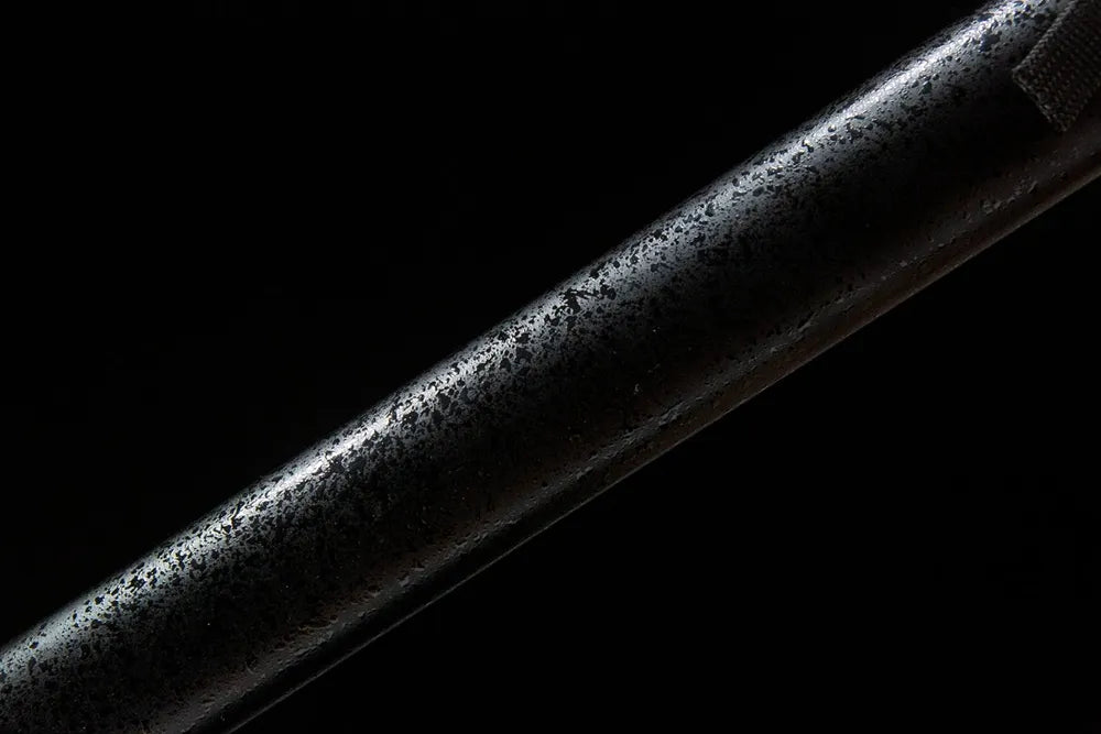 Mid saya detail black matte solid wood paint scabbard texture