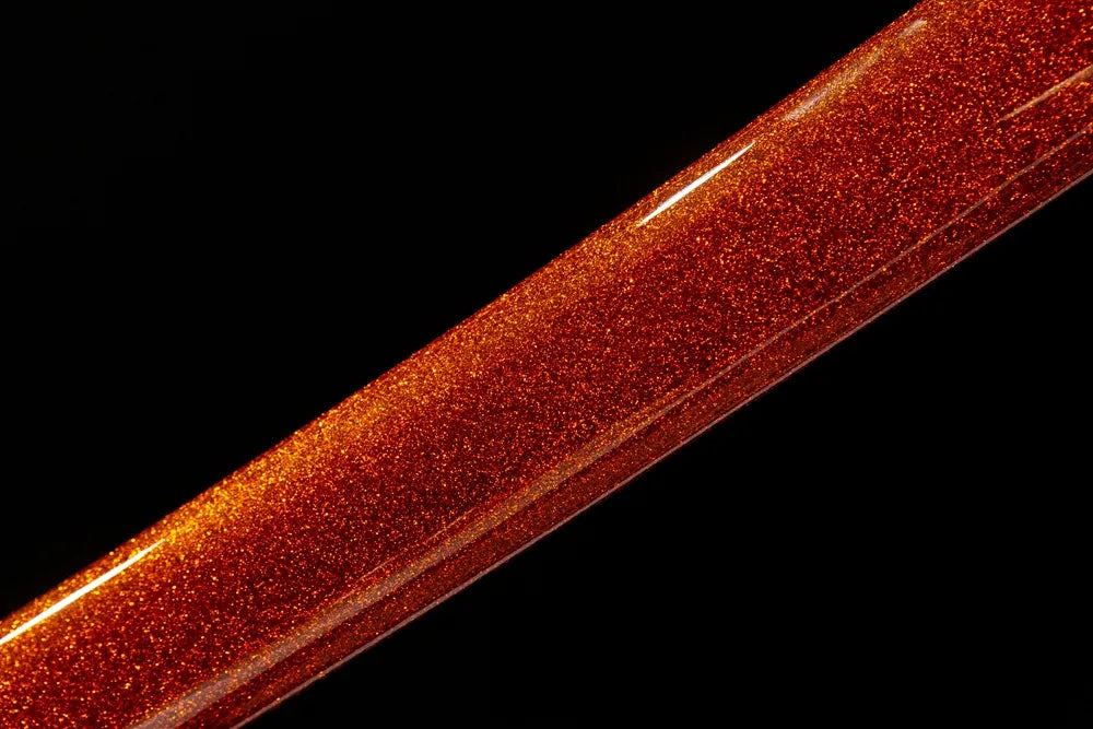 Flaring Fire Katana saya middle, hand painted solid wood texture