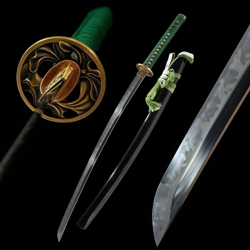 Simple Shadow Katana, T10 clay tempered no-hi fake yokote plain copper minimalist samurai sword