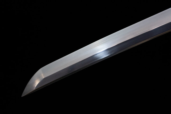 This red katana is made of Damascus steel and has Hamon technology, which makes its sharpness perfect