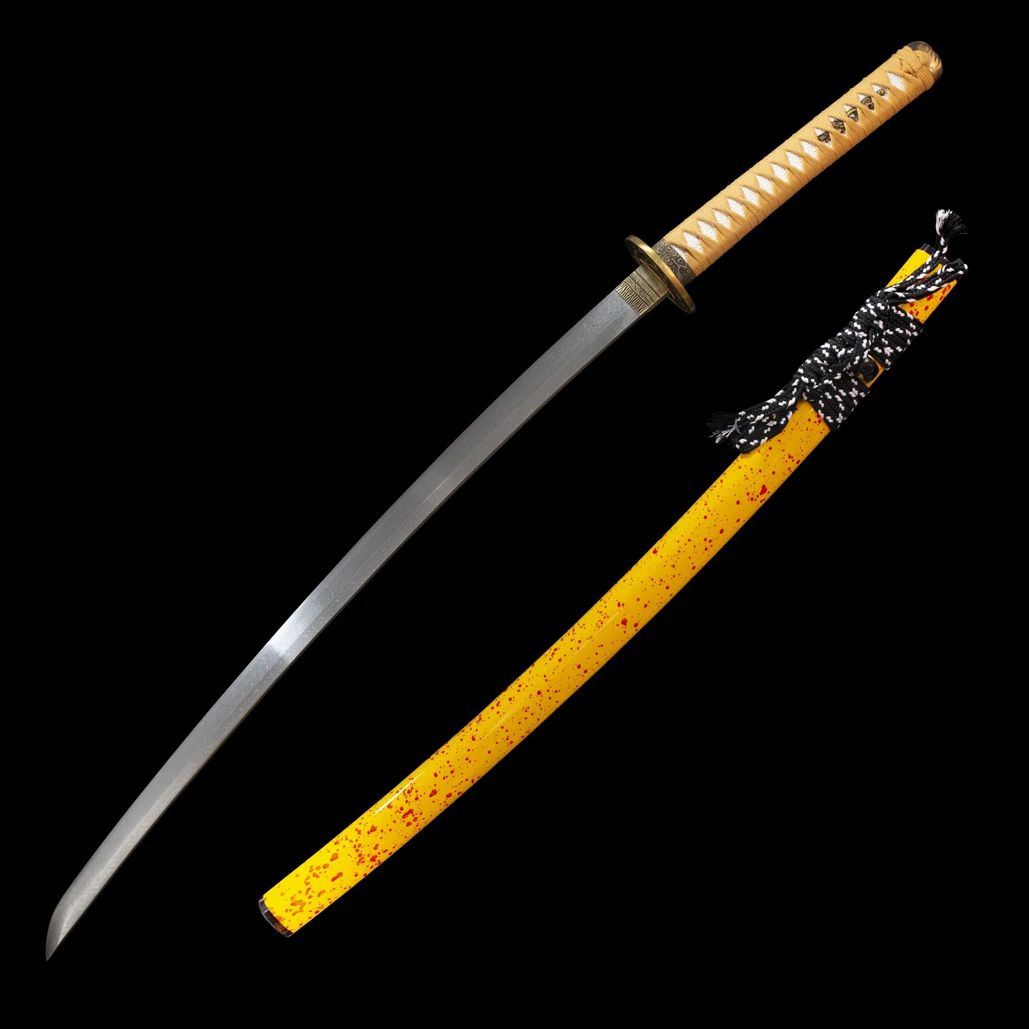 yellow katana damascus steel