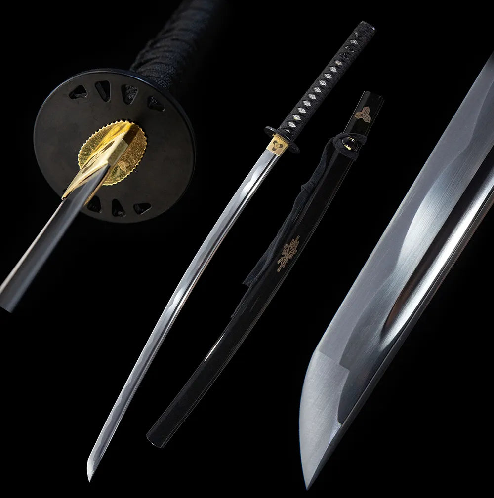 Kill Bill Katana, T10 Suguha Straight Temper Blade White Matte Saya Plain Silver Minimal Disassemblable Katana