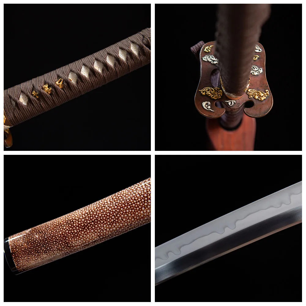 4-grid collage wakizashi metal & blade details