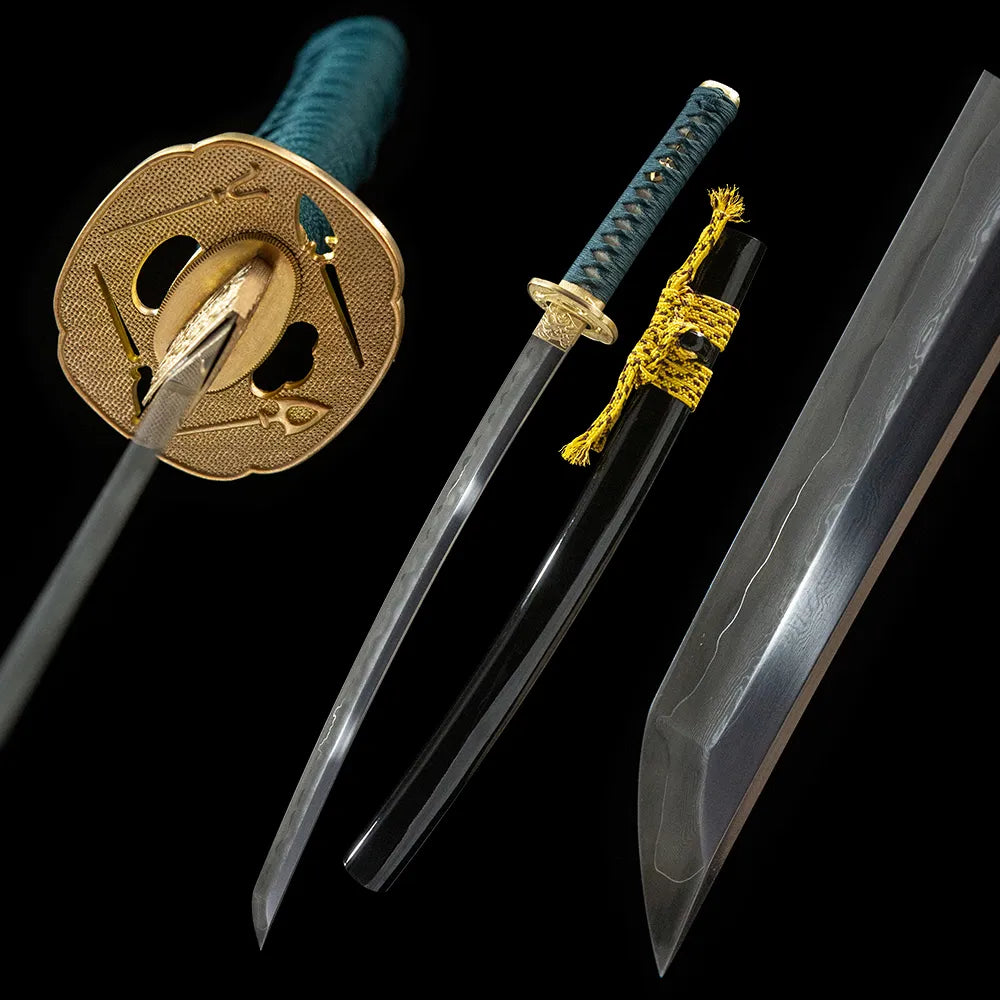 Holy Spirit Wakizashi, Sanmai Folded T10 Tsuchioki Gunome Hamon Real Yokote Plain Copper Compact Short Wakizashi